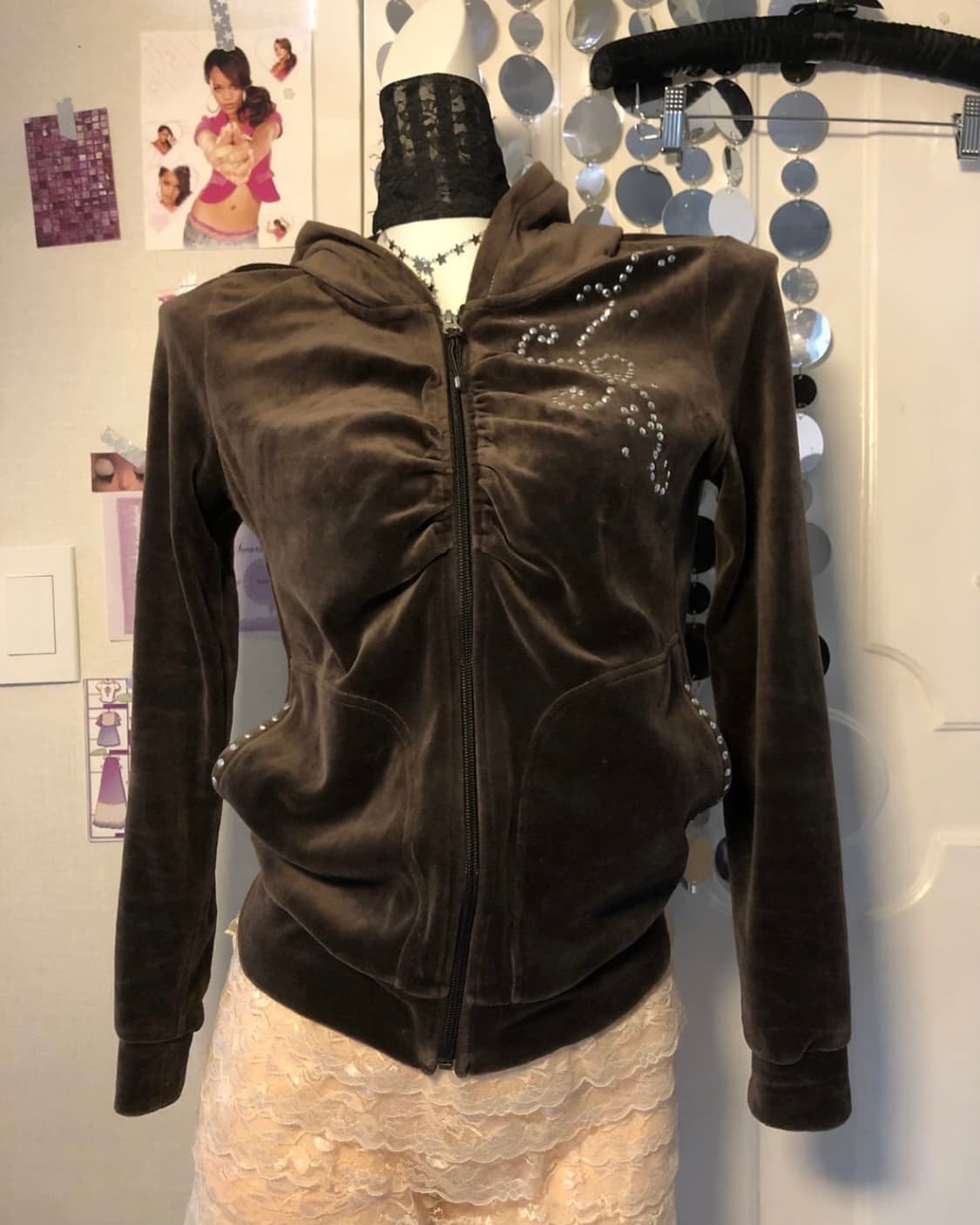 brown velvet cubic hoodie 상품이미지1