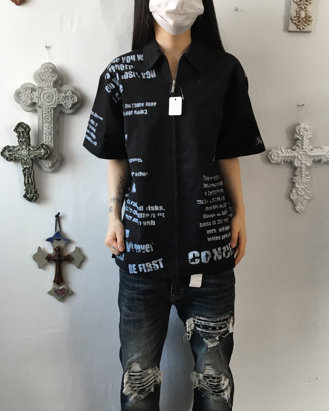 Lettering printing shirt 상품이미지1