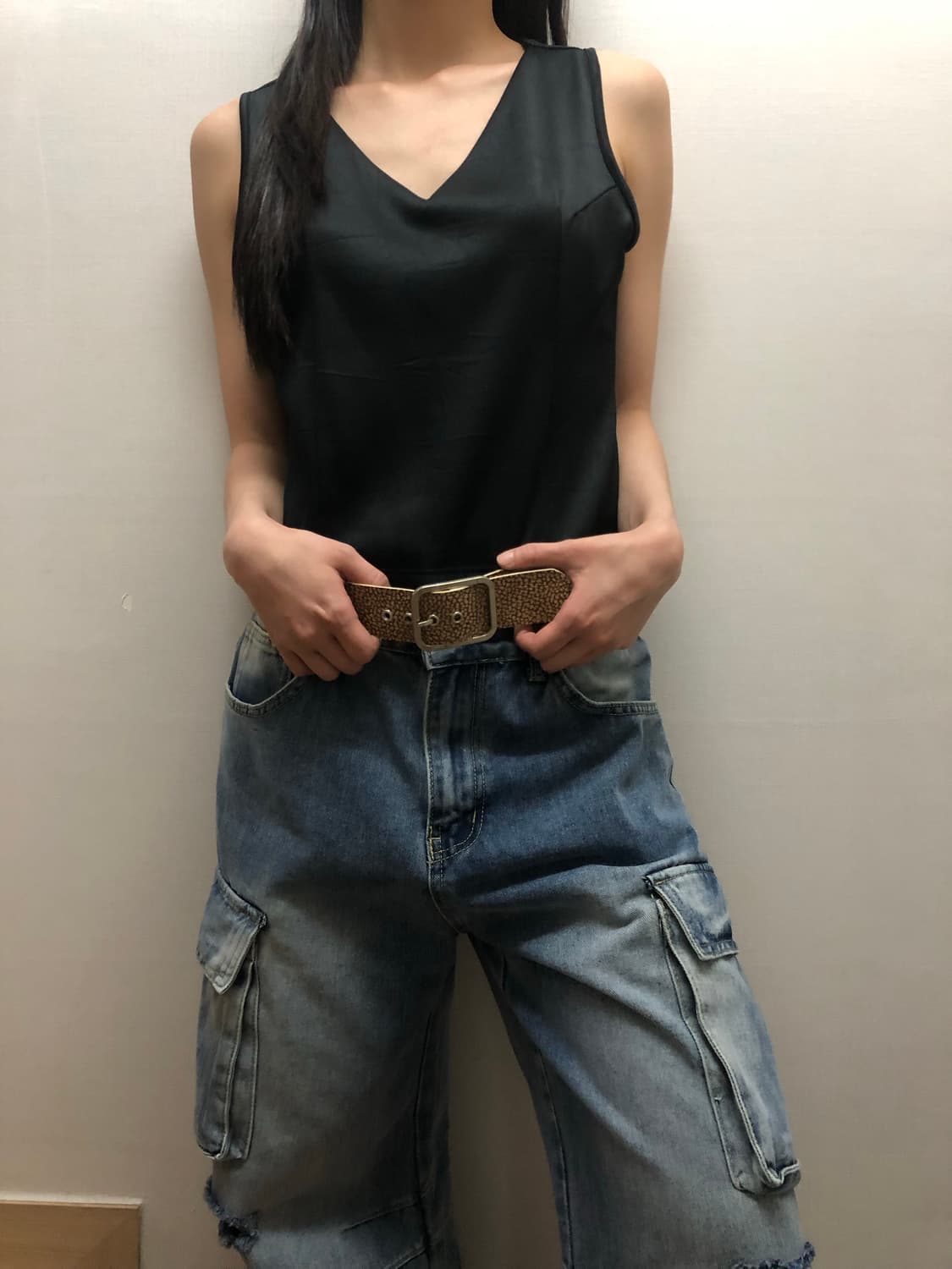 빈티지 블랙 벨티드 탑 상품이미지7