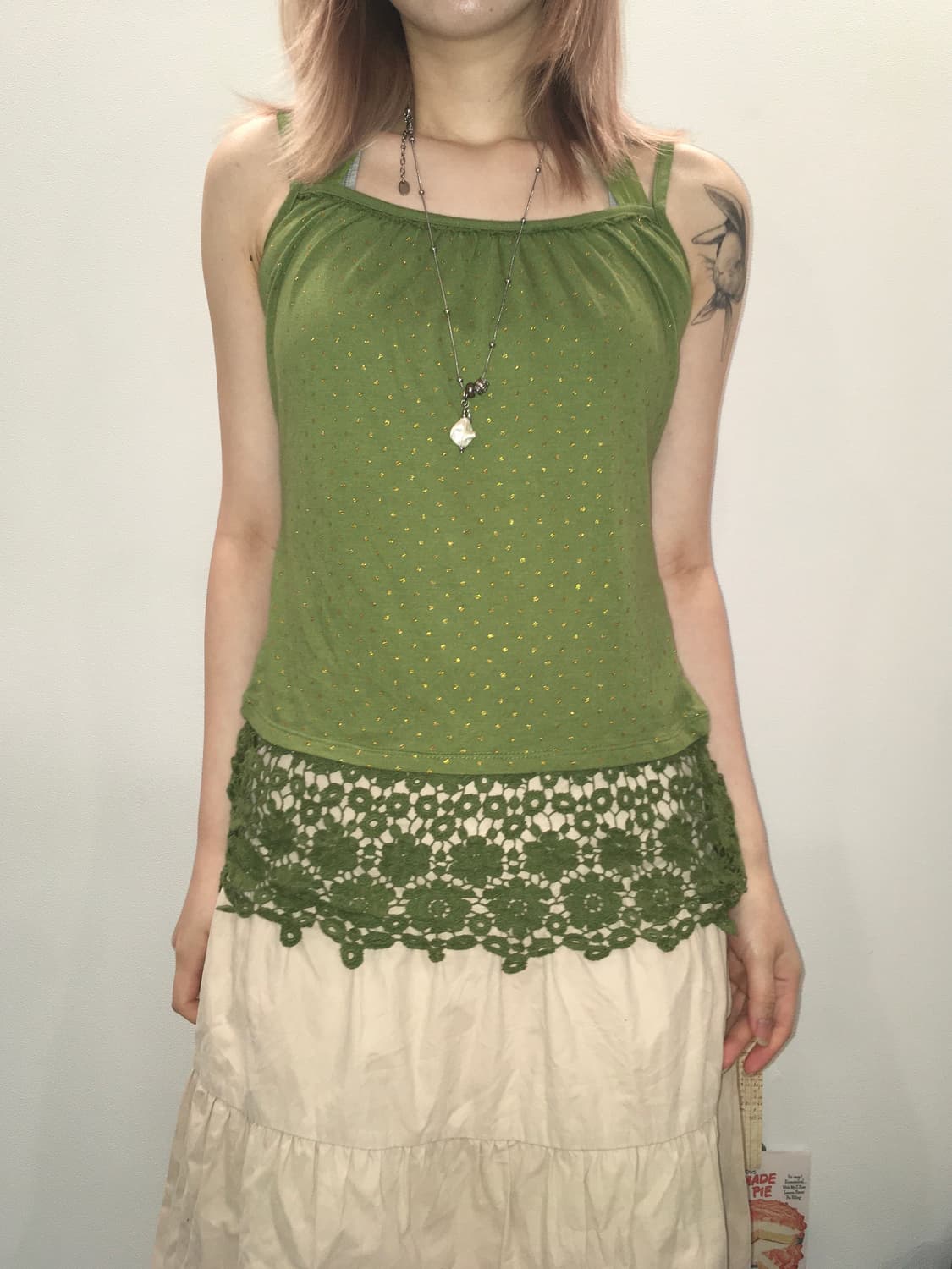 jpn vintage green halter crochet sleevel 상품이미지2