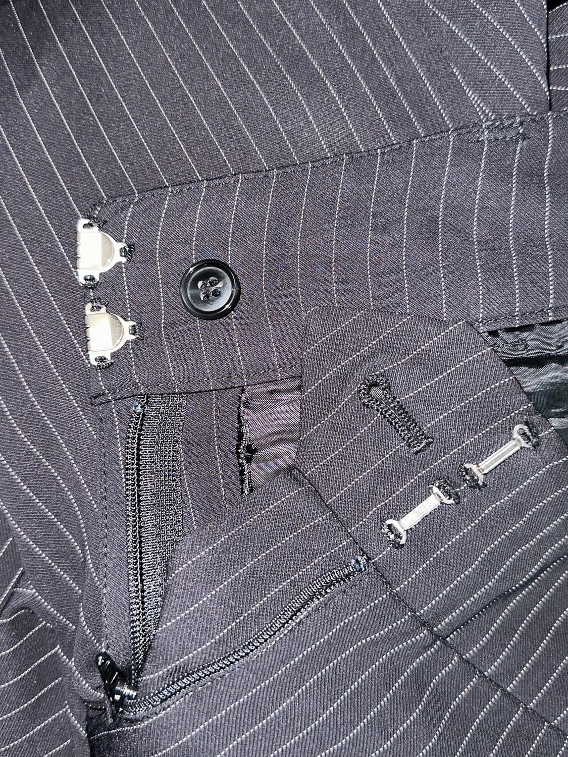 원버튼 스트라이프 폴리 자켓 세미 플레어 팬츠 여름 수트 셋업 상품이미지8