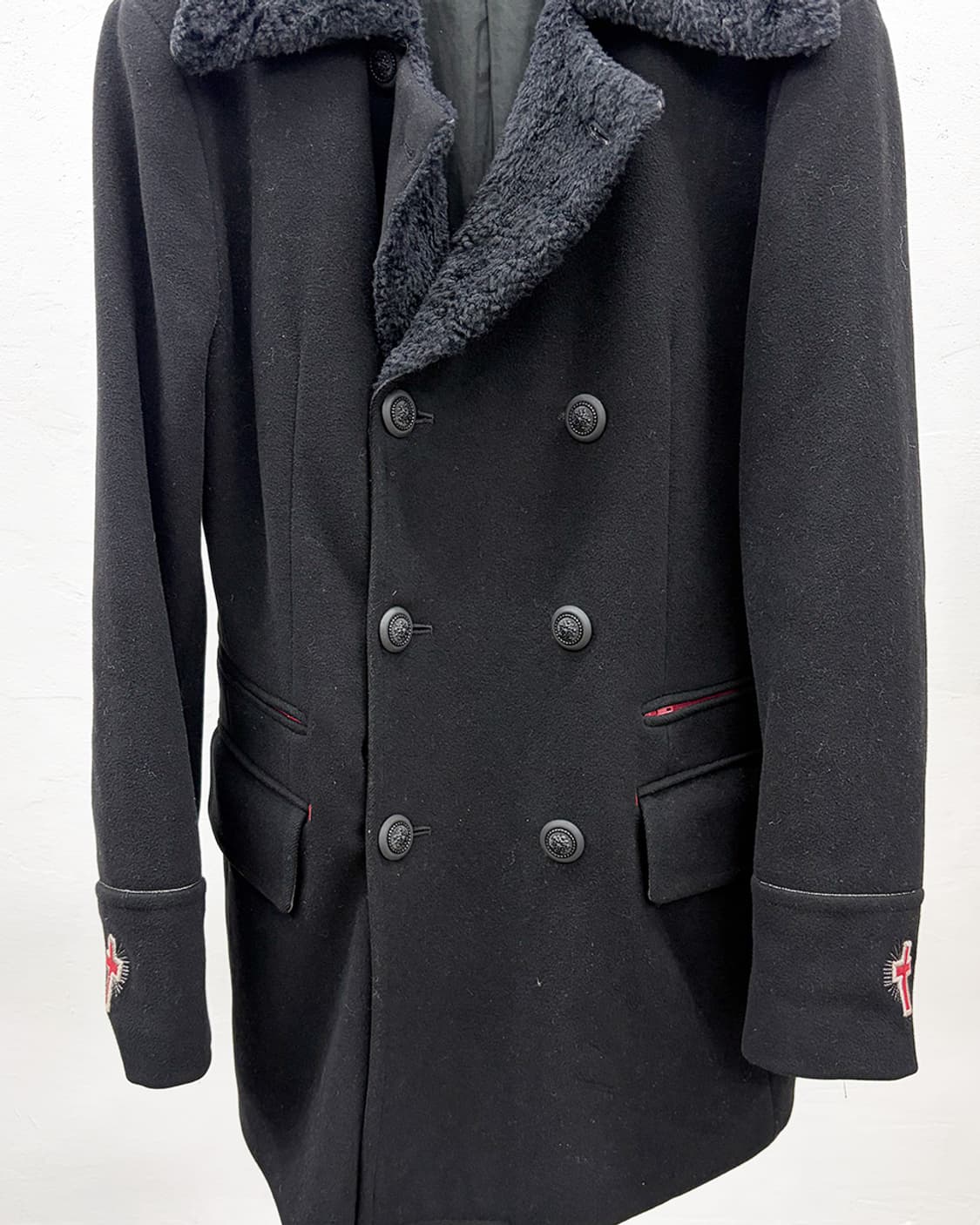 요시유키 코니시 더블 브레스티드 피 코트 상품이미지4