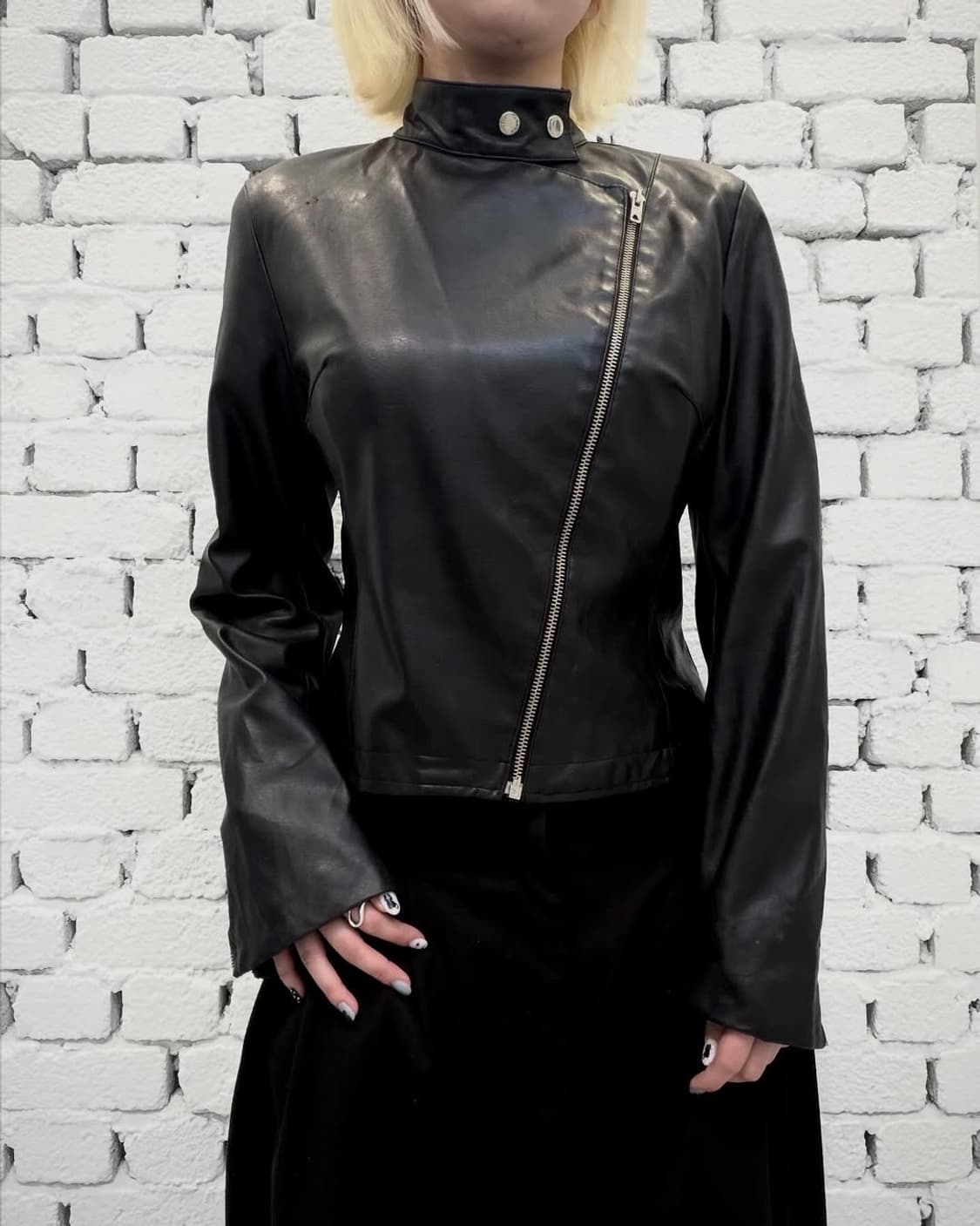 MORGAN Asymmetrical Zip Leather Jacket 상품이미지1