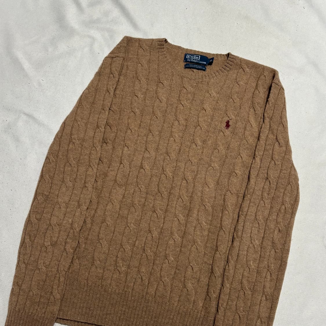 XL 폴로랄프로렌 버건디 포니 램스울 케이블 니트 상품이미지1