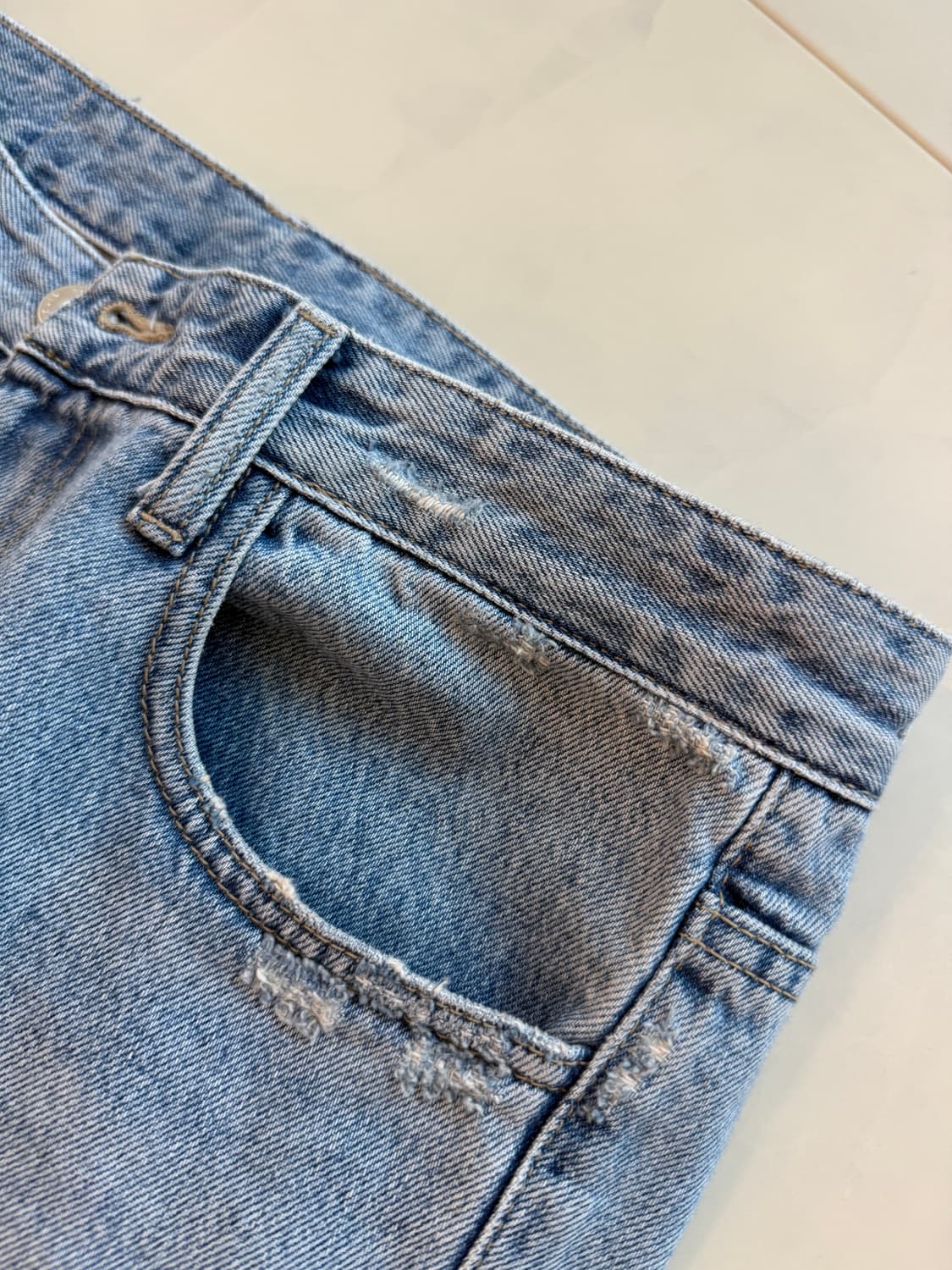 솔리드옴므 워싱 연청 데님 팬츠 50(33-34) 상품이미지4