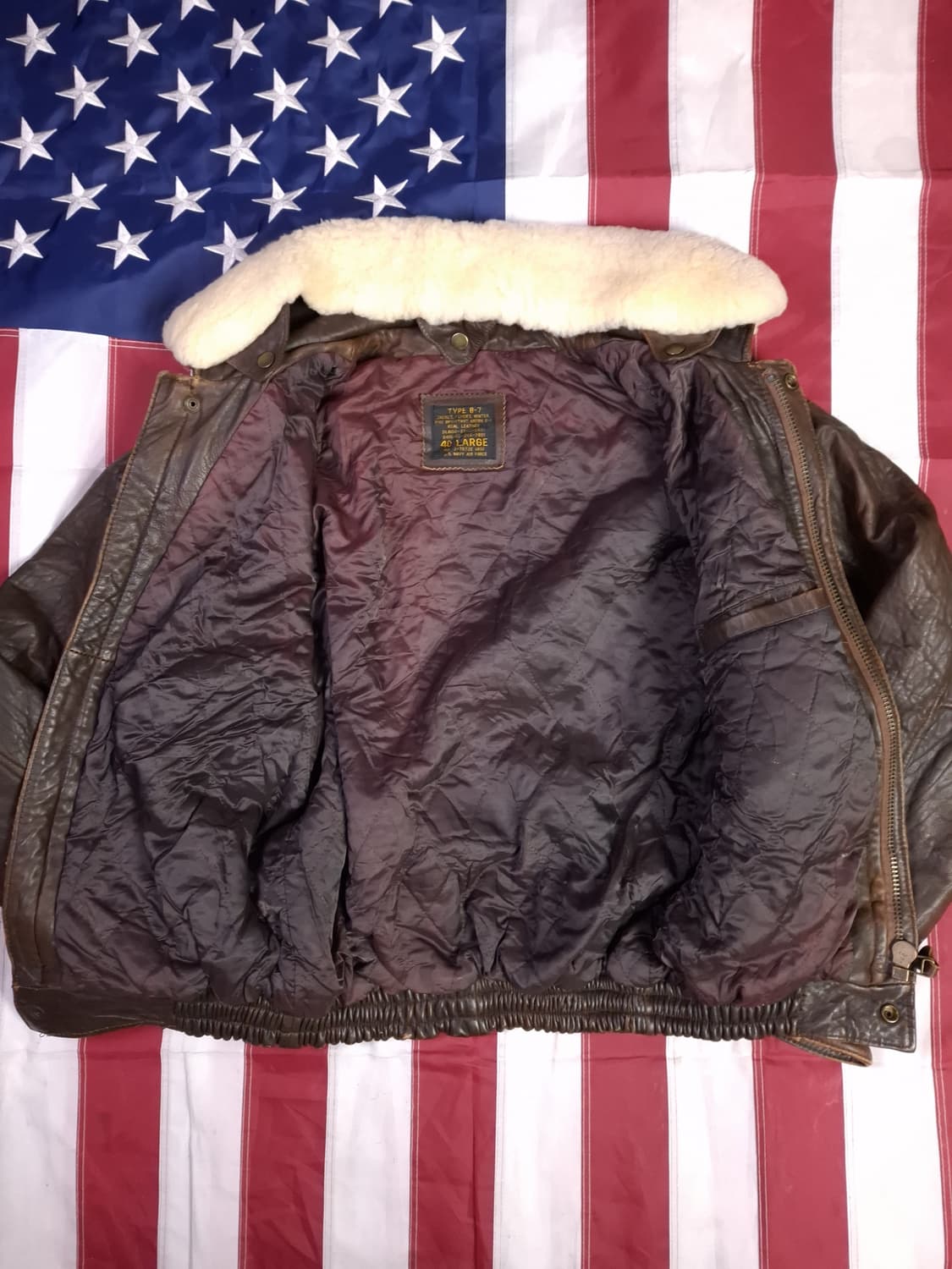 90's 국내산 일본판 빈티지 B-7 리얼레더 항공자켓 상품이미지10