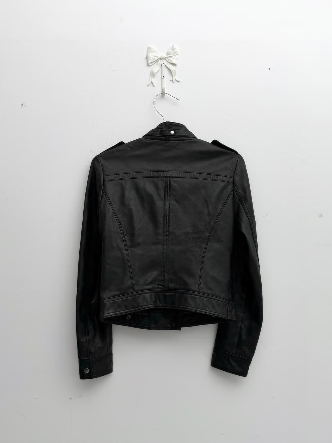 블랙 슬림 레더 라이더 자켓 상품이미지6
