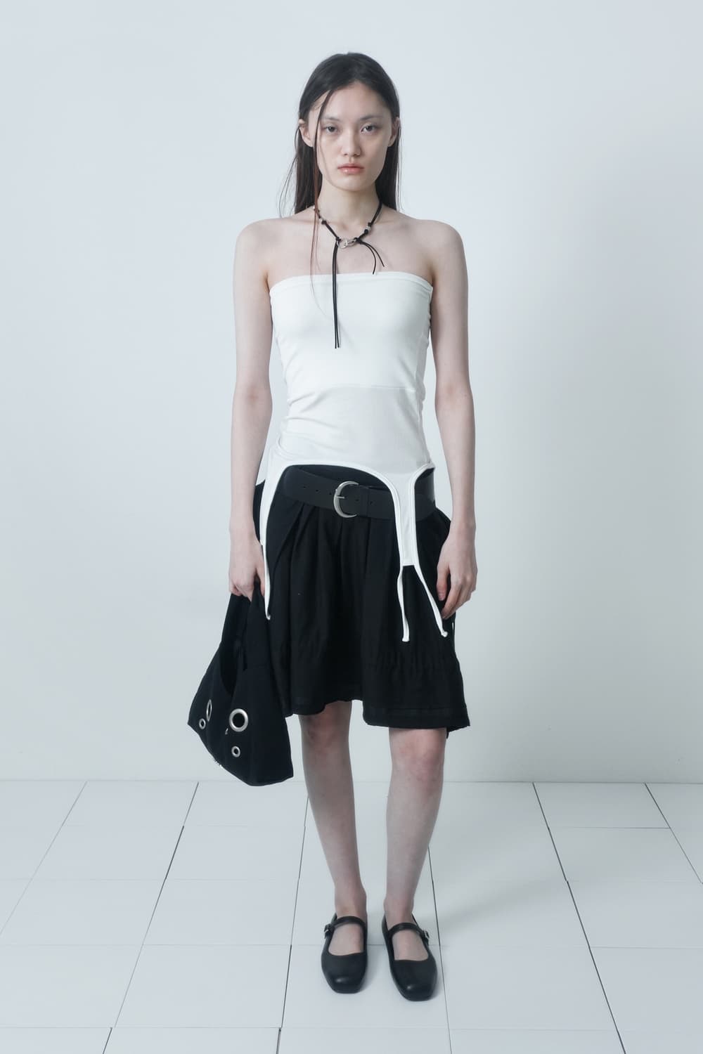 세릭 레이어드 가터 탑 스커트 화이트 상품이미지1