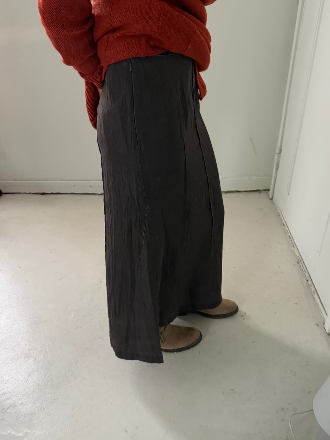 일본빈티지 브라운 글로시 롱스커트 상품이미지2