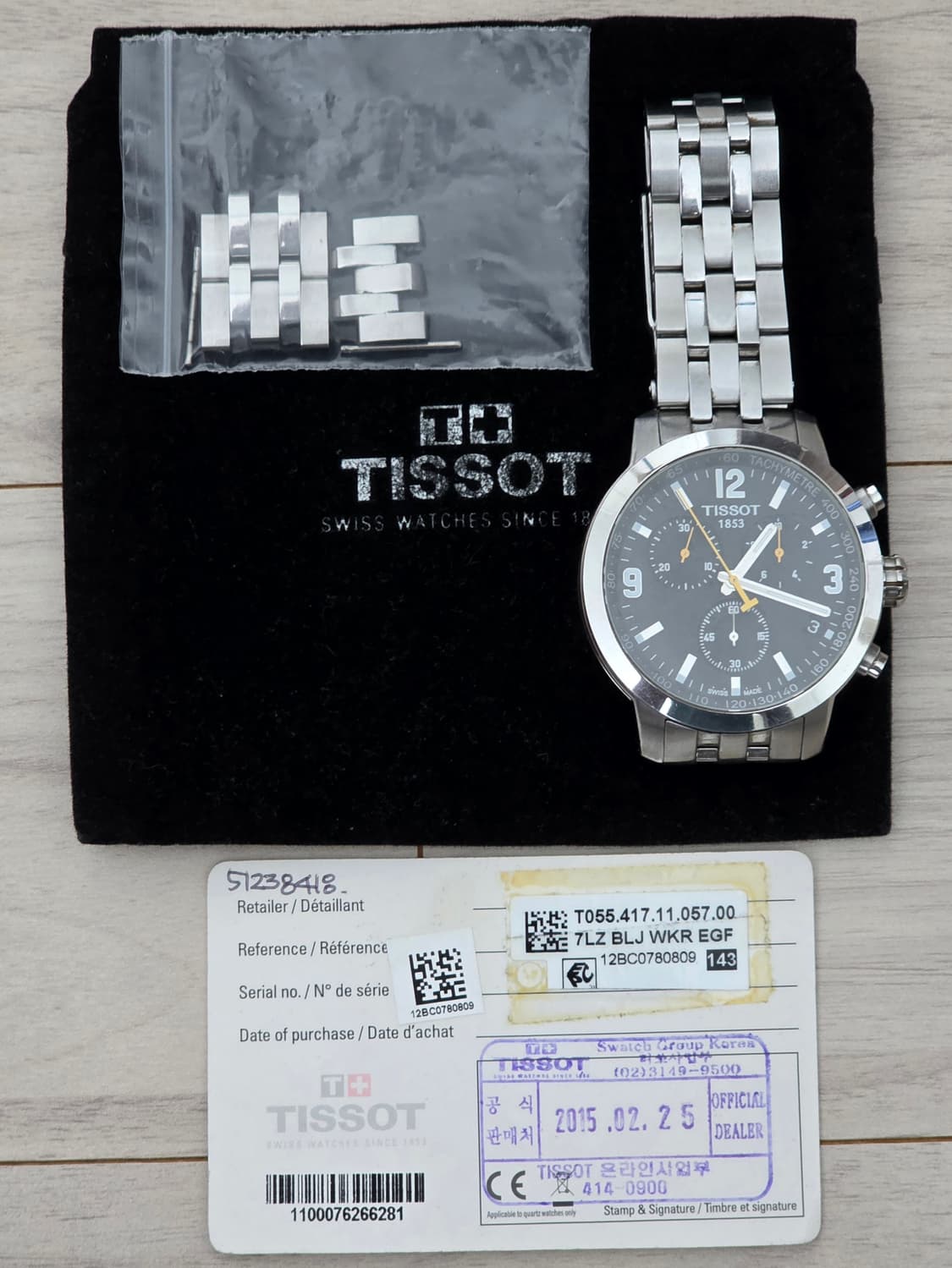 티쏘 (TISSOT) PRC200 쿼츠 크로노그래프 검판메탈 시계 (보증 상품이미지3