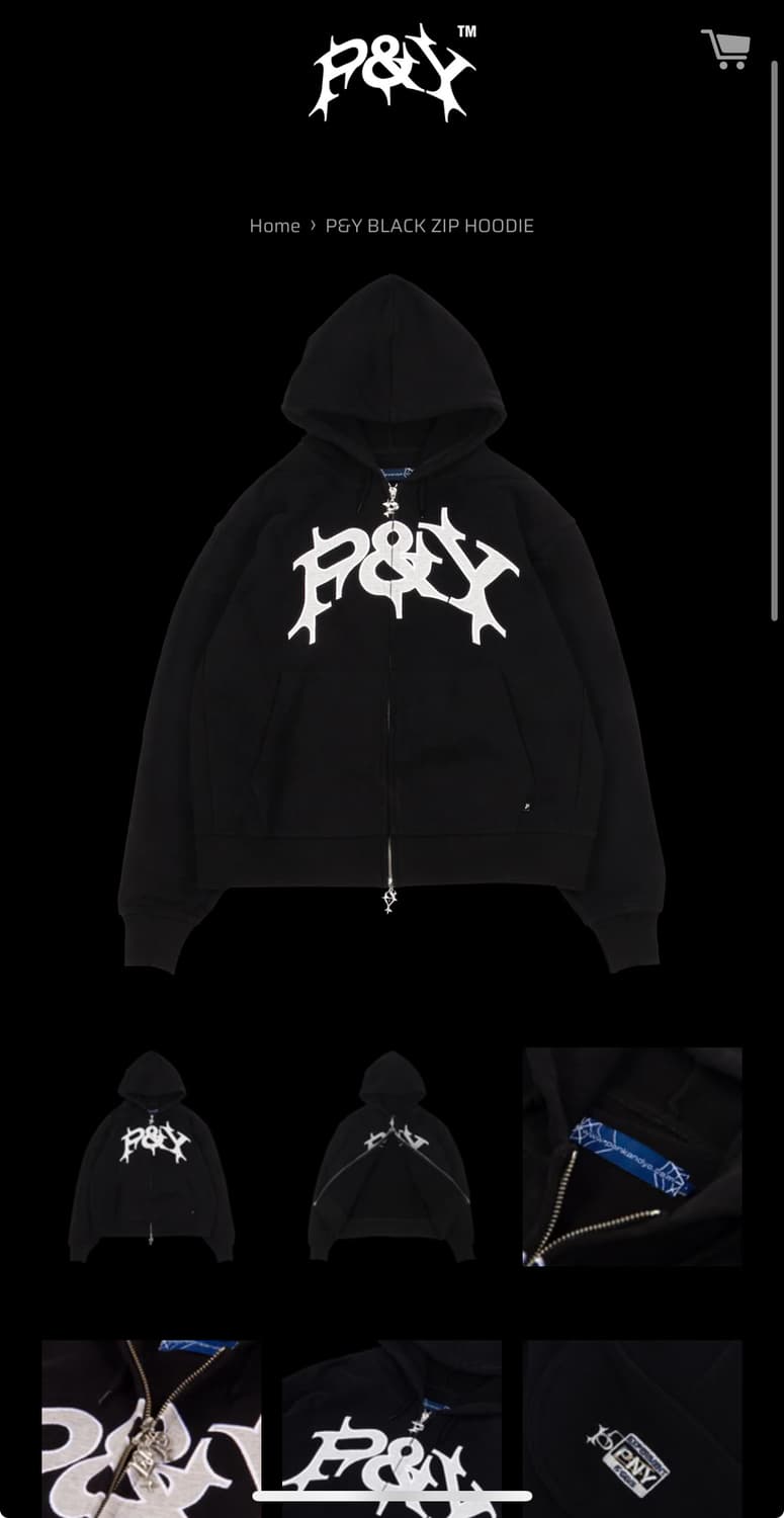 펑크앤요 punkandyo 로고 후드집업 블랙 상품이미지1