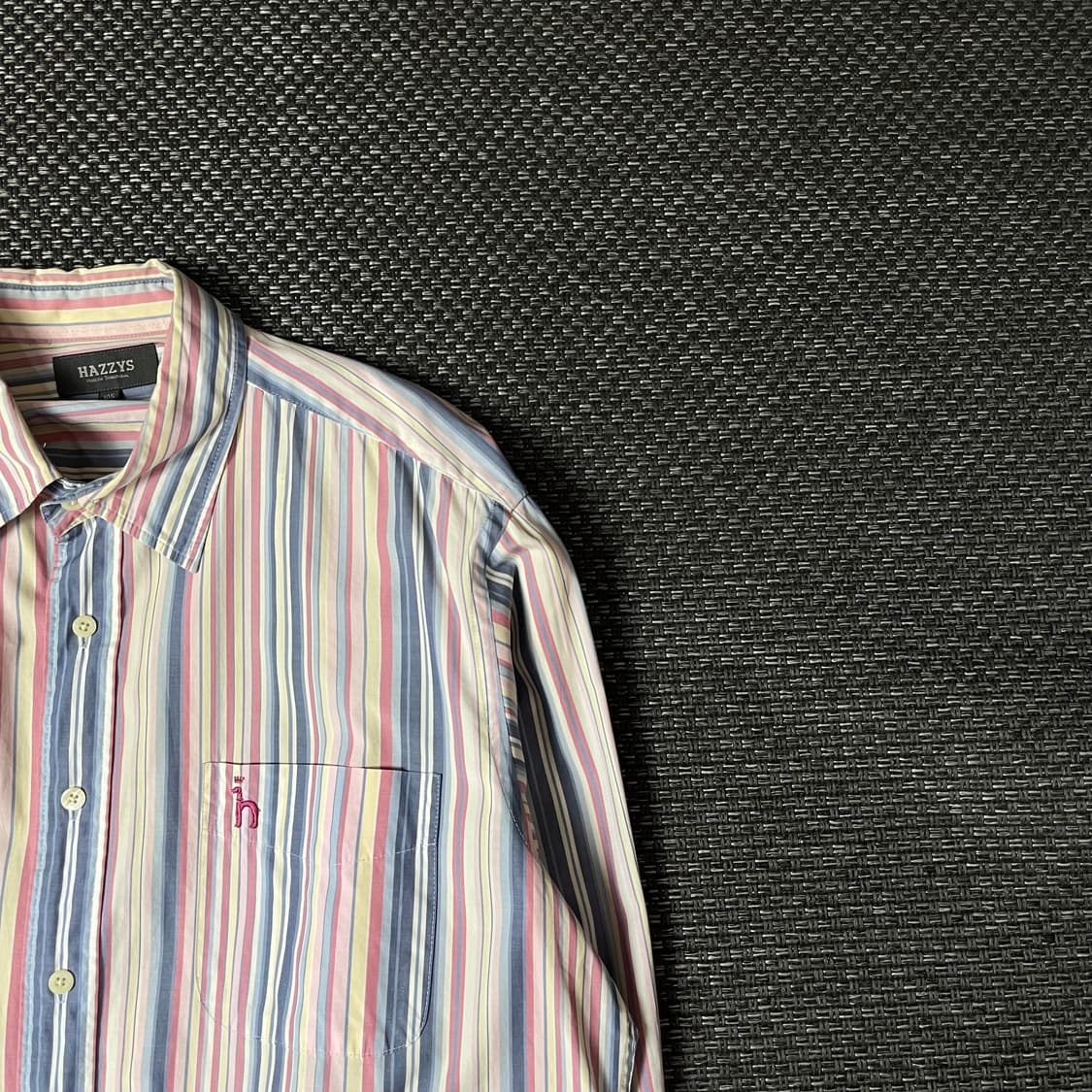 헤지스 핑크 블루 멀티 배색 스트라이프 긴팔 셔츠 105 상품이미지3