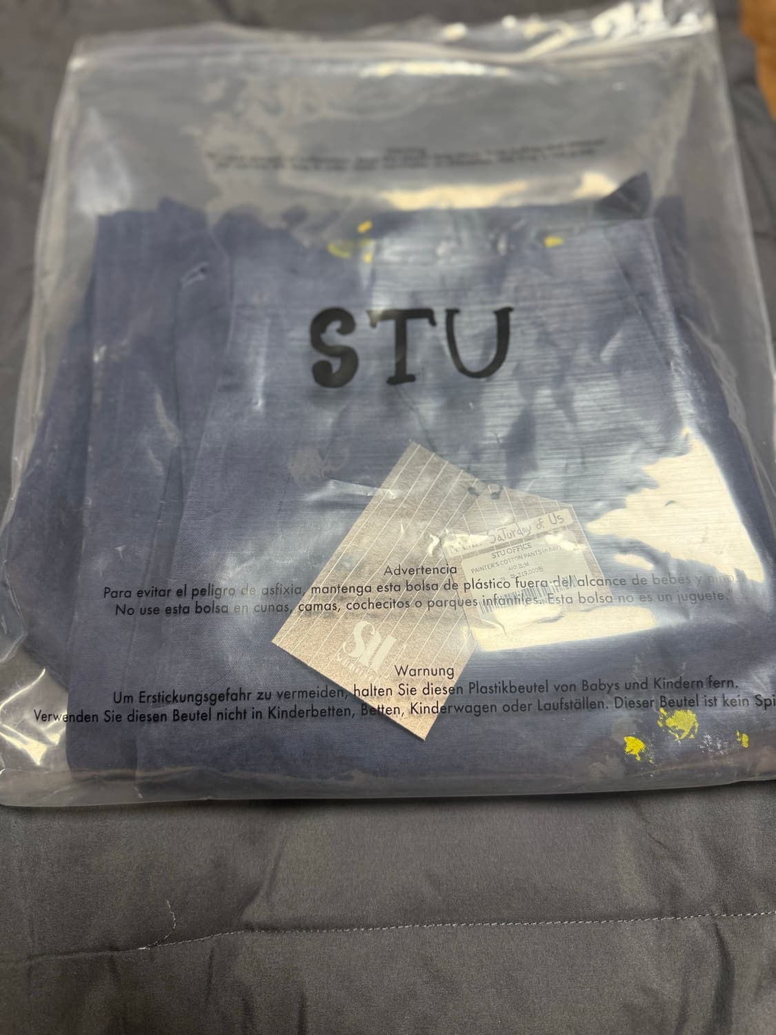 stu,stu office 페인팅 네이비코튼팬츠 팝니다 상품이미지2
