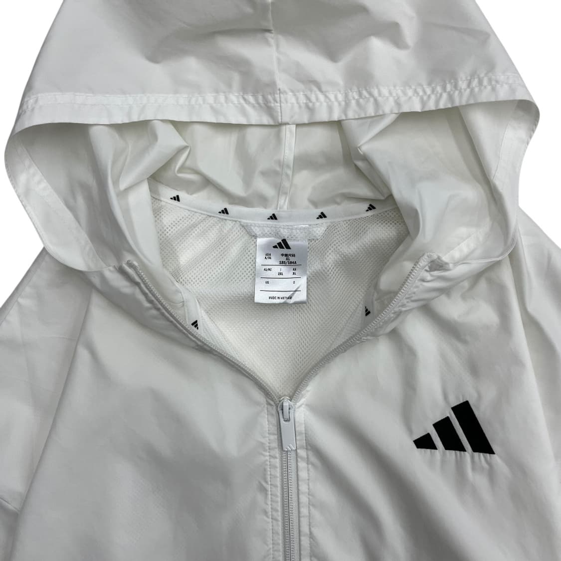 아디다스 에센셜 블랙라인 화이트 후드 바람막이 XL 상품이미지5