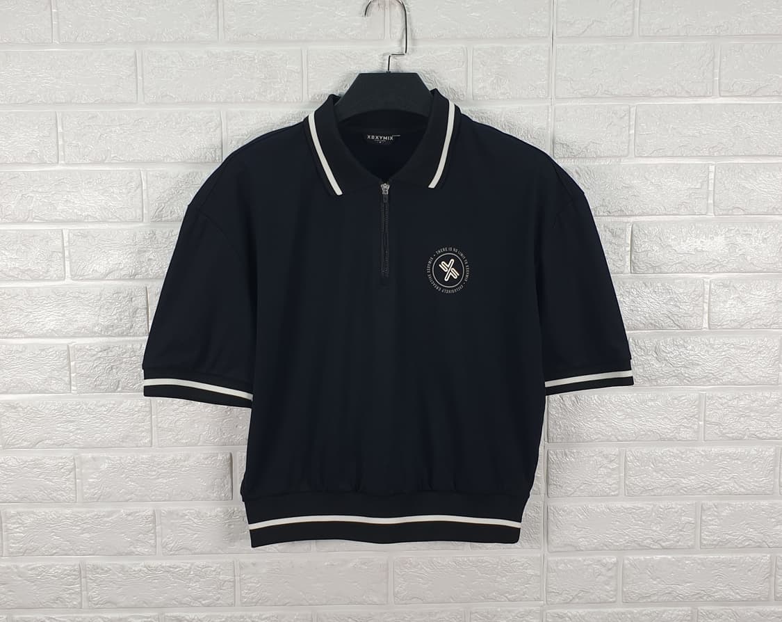 [M]젝시믹스 하프 집업 카라 크롭 티셔츠 상품이미지2