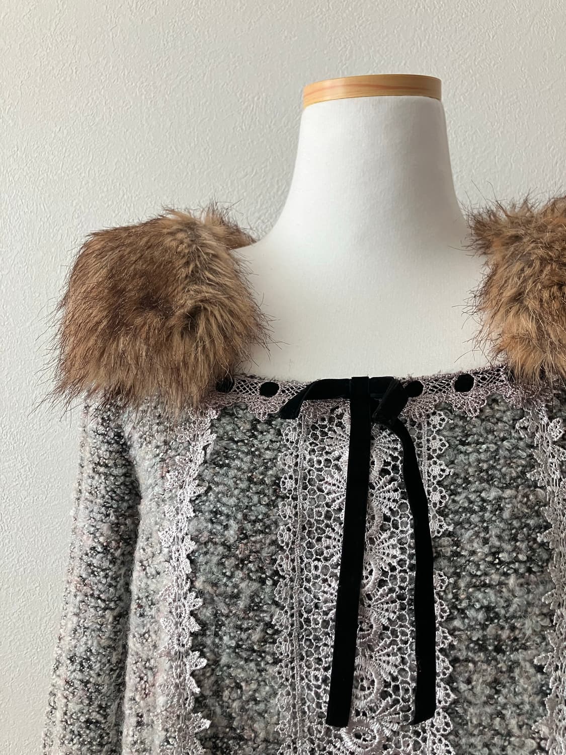 엑시즈팜 퍼장식 니트 히메갸루 모리걸 하구미 로걀 에겐녀 상품이미지2