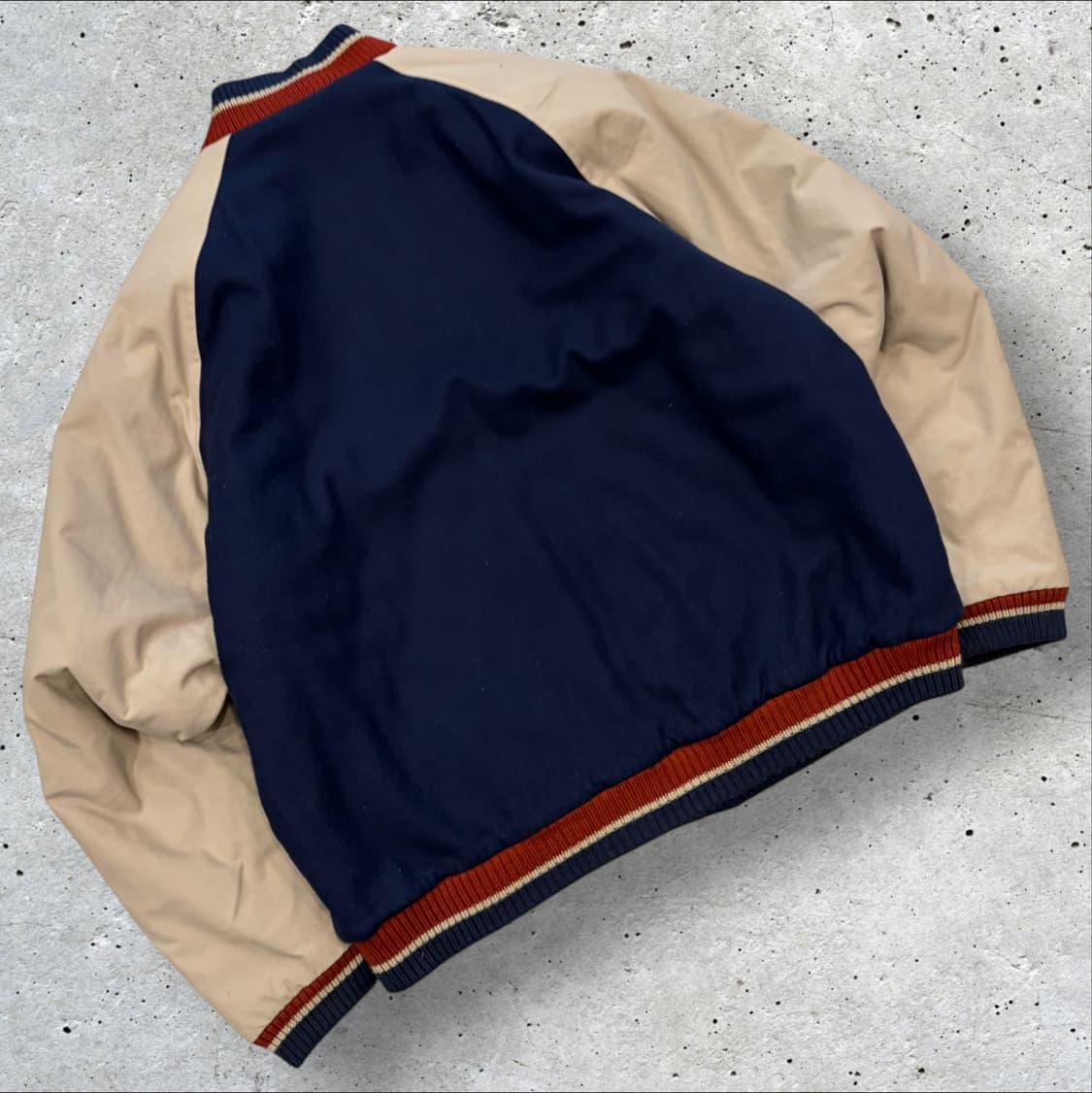 [XL] 00s FILA 휠라 필라 바시티 자켓 네이비 베이지 D139 상품이미지2