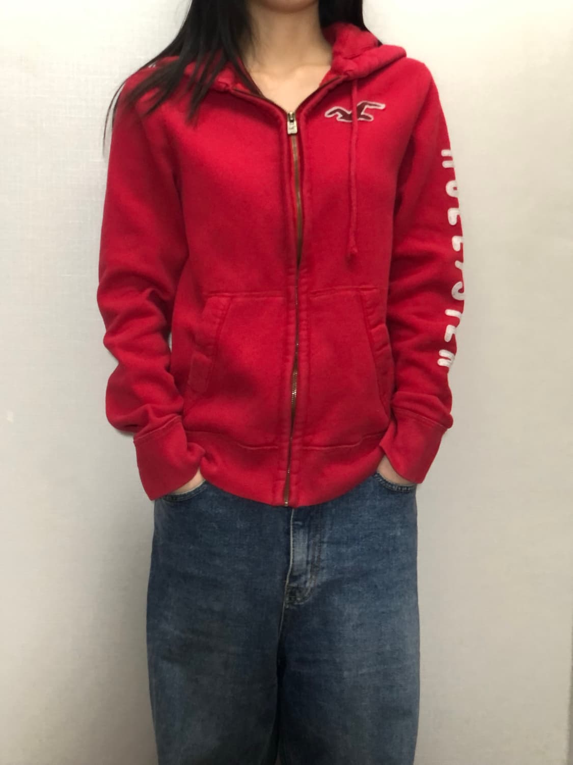 빈티지 홀리스터 레드 후드집업 상품이미지4