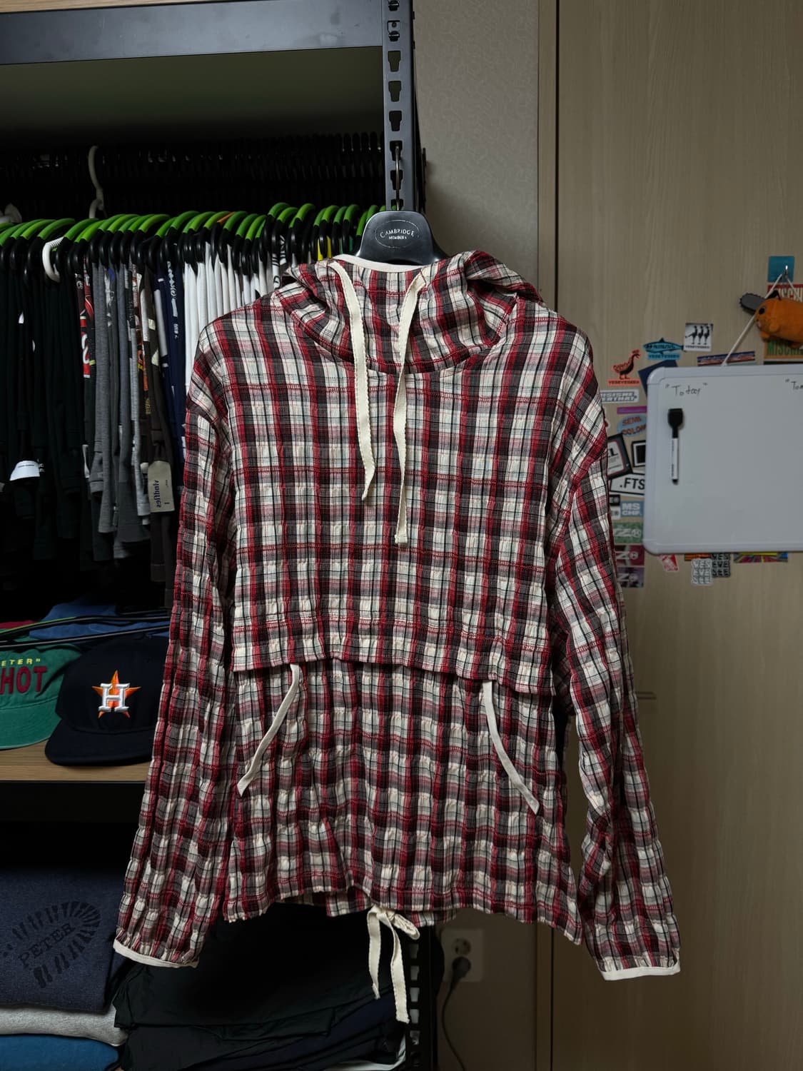 [1] 오가프 체크 후디 아노락 레드 상품이미지2