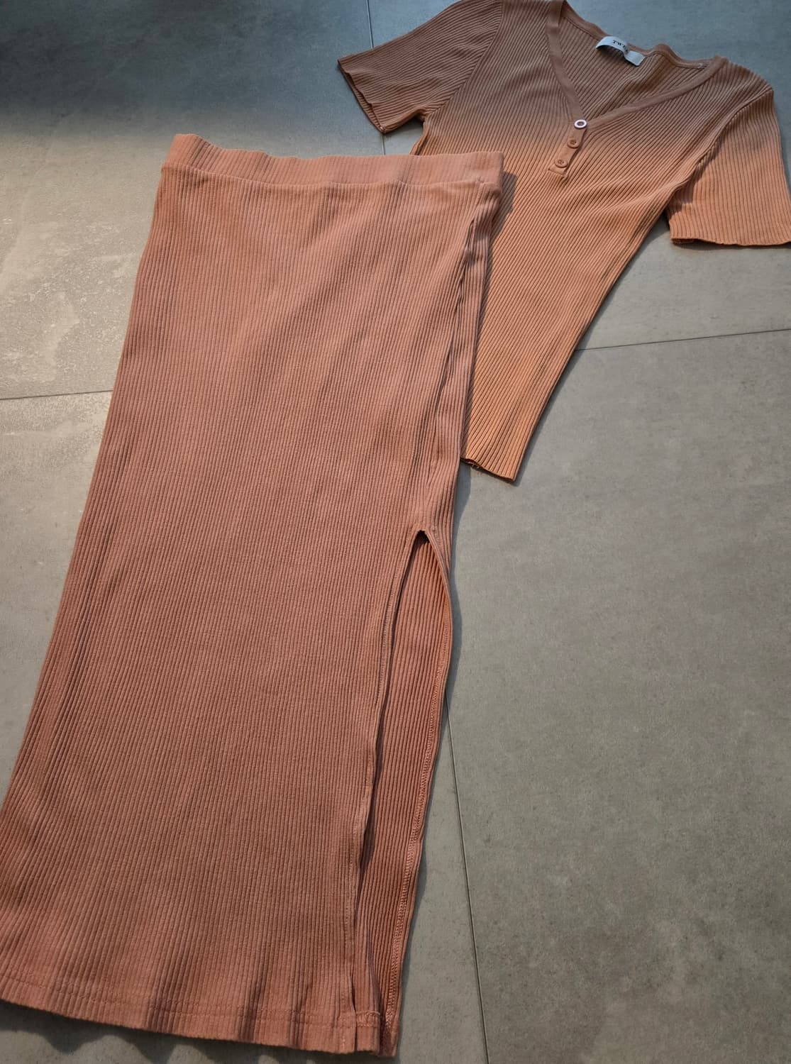 살구빛 골지면 펜슬스커트 set 상품이미지1