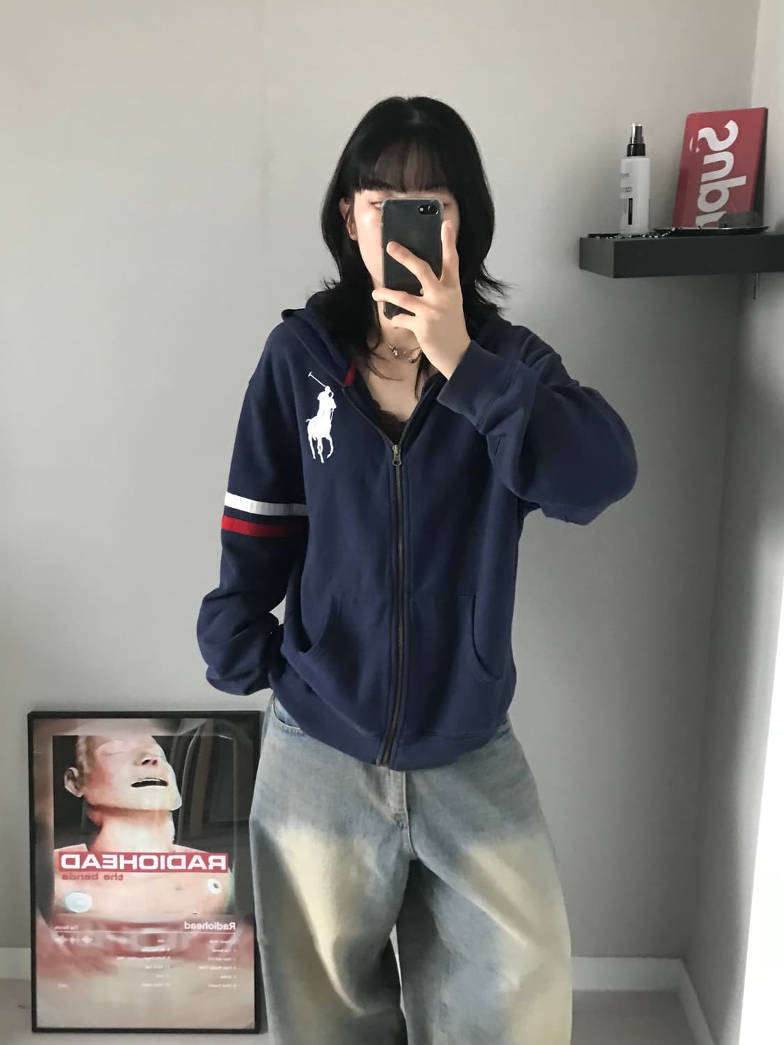 대장급 폴로 랄프로렌 빅 포니 로고 네이비 후드집업 상품이미지3