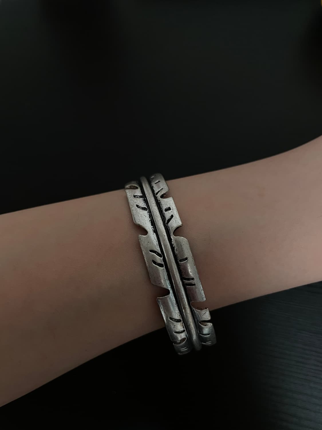 빈티지 오리엔탈 히피 깃털 실버 뱅글 상품이미지3