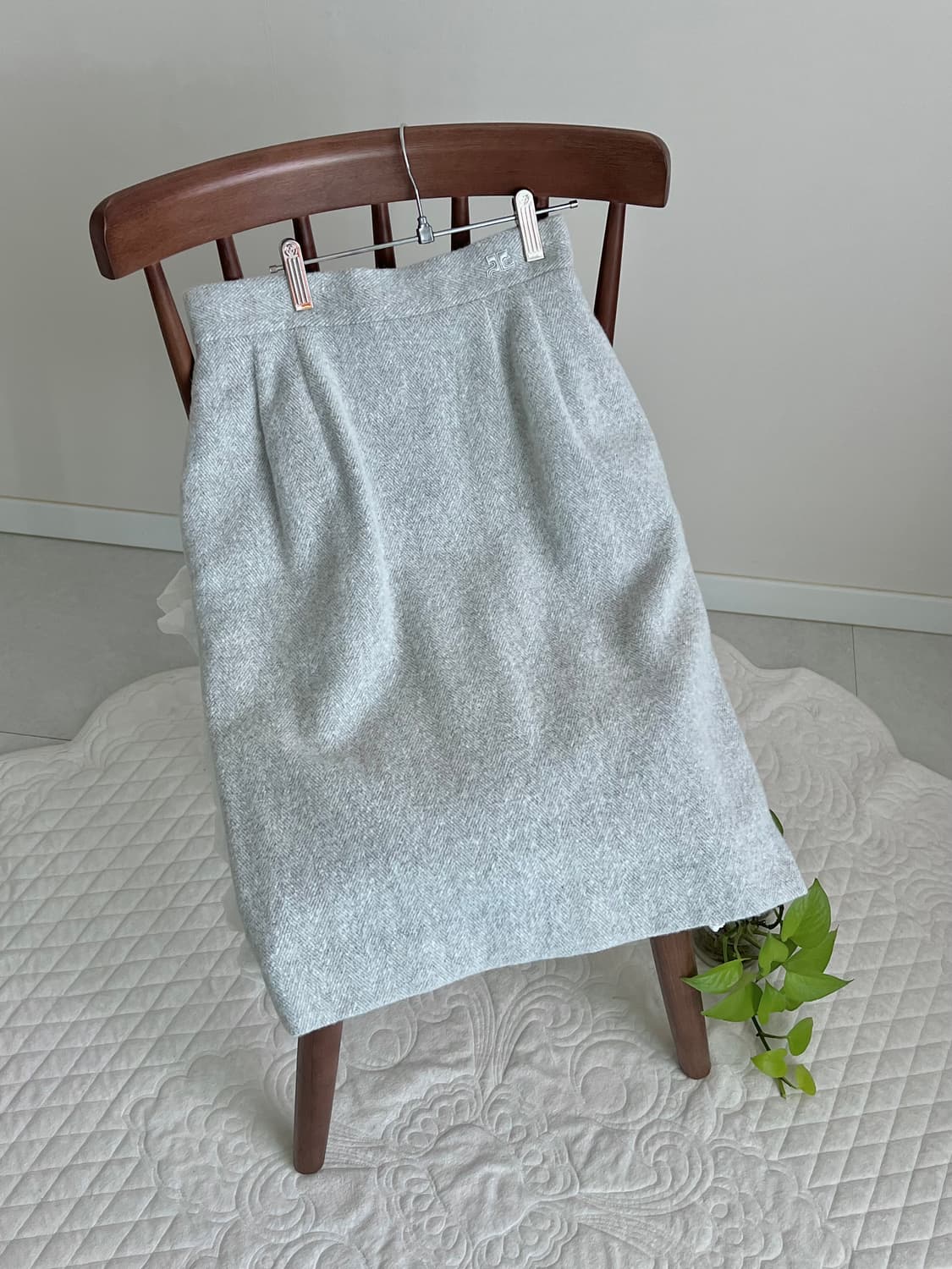 큐레쥬 울 헤링본 셋업 자켓 스커트 꾸레쥬 상품이미지6