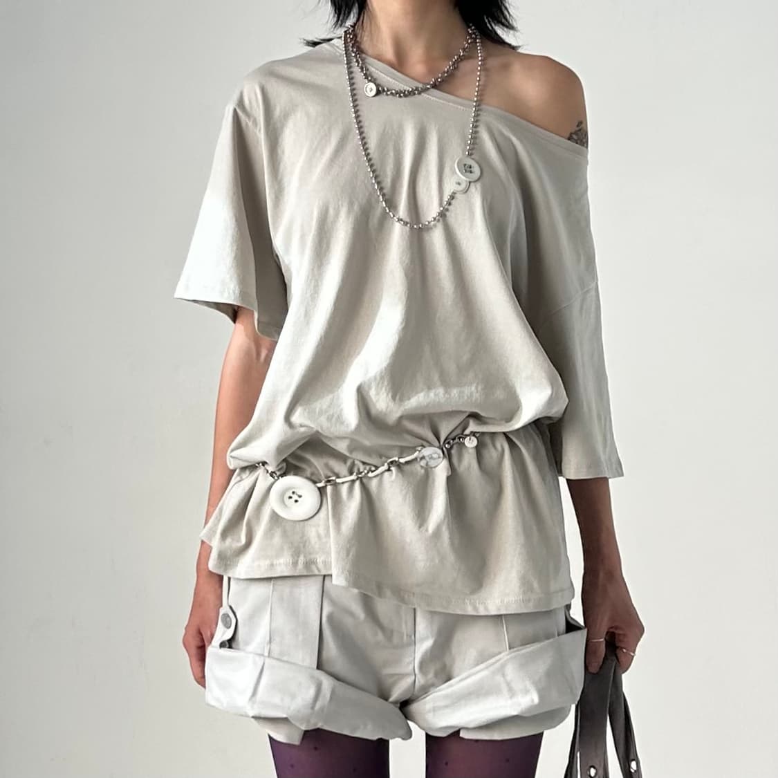 White button layered necklace 상품이미지2