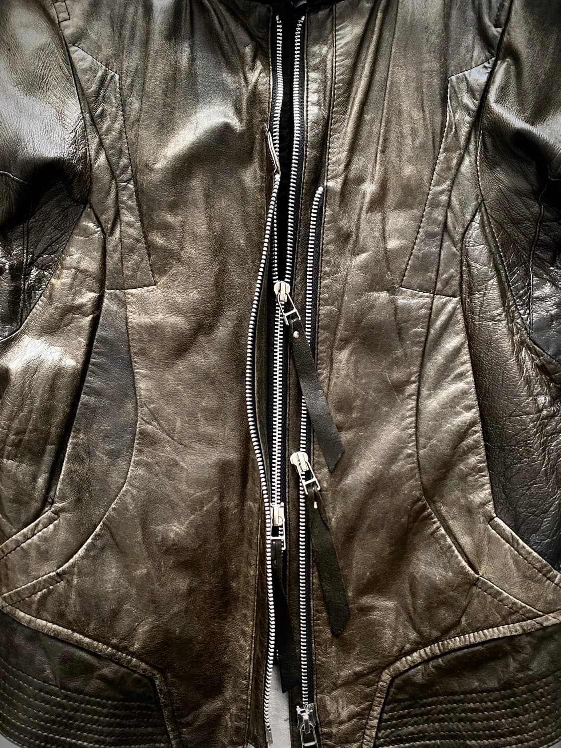 EKAM Double-Zip Leather Jacket 상품이미지2