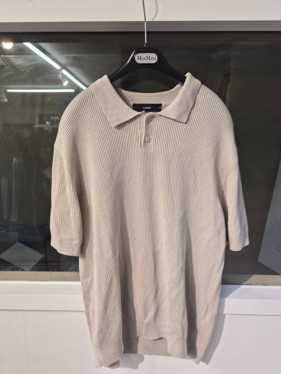 L) ILCORSO 일꼬르소 카라 반팔 니트티 팝니다 상품이미지1