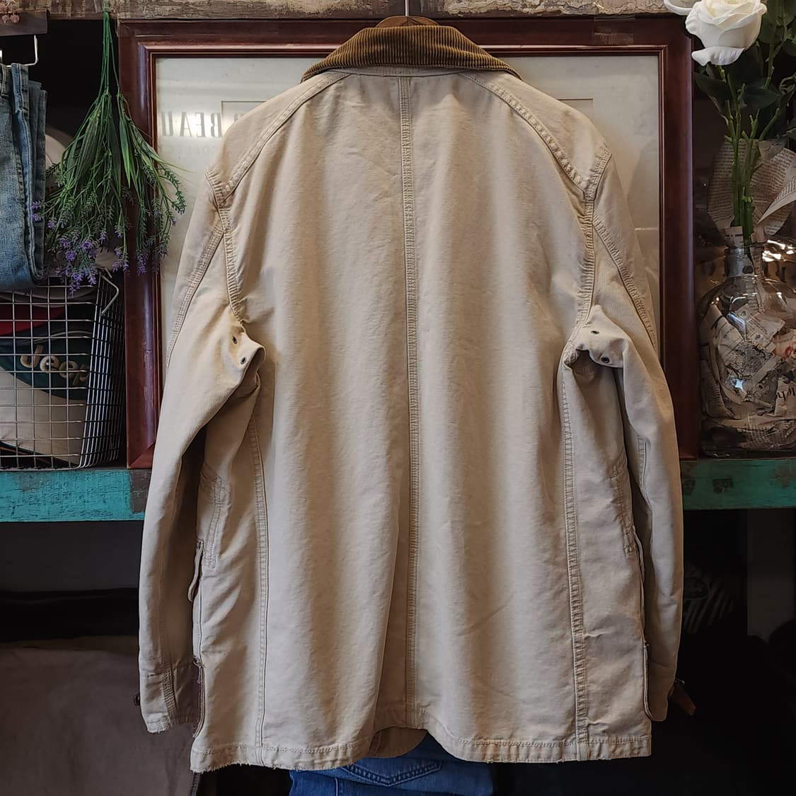 폴로 헌팅자켓 파이어맨 자켓 코듀로이 카라 캔버스 레더 XL 상품이미지3