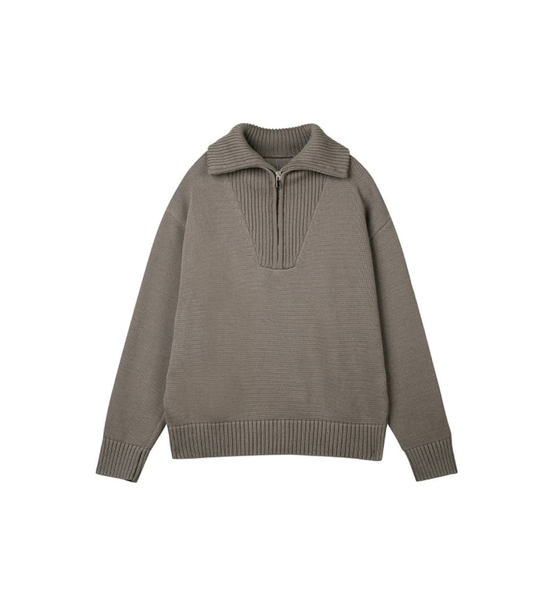 ORE 오어 하프집 니트 풀오버 카키그레이 상품이미지2