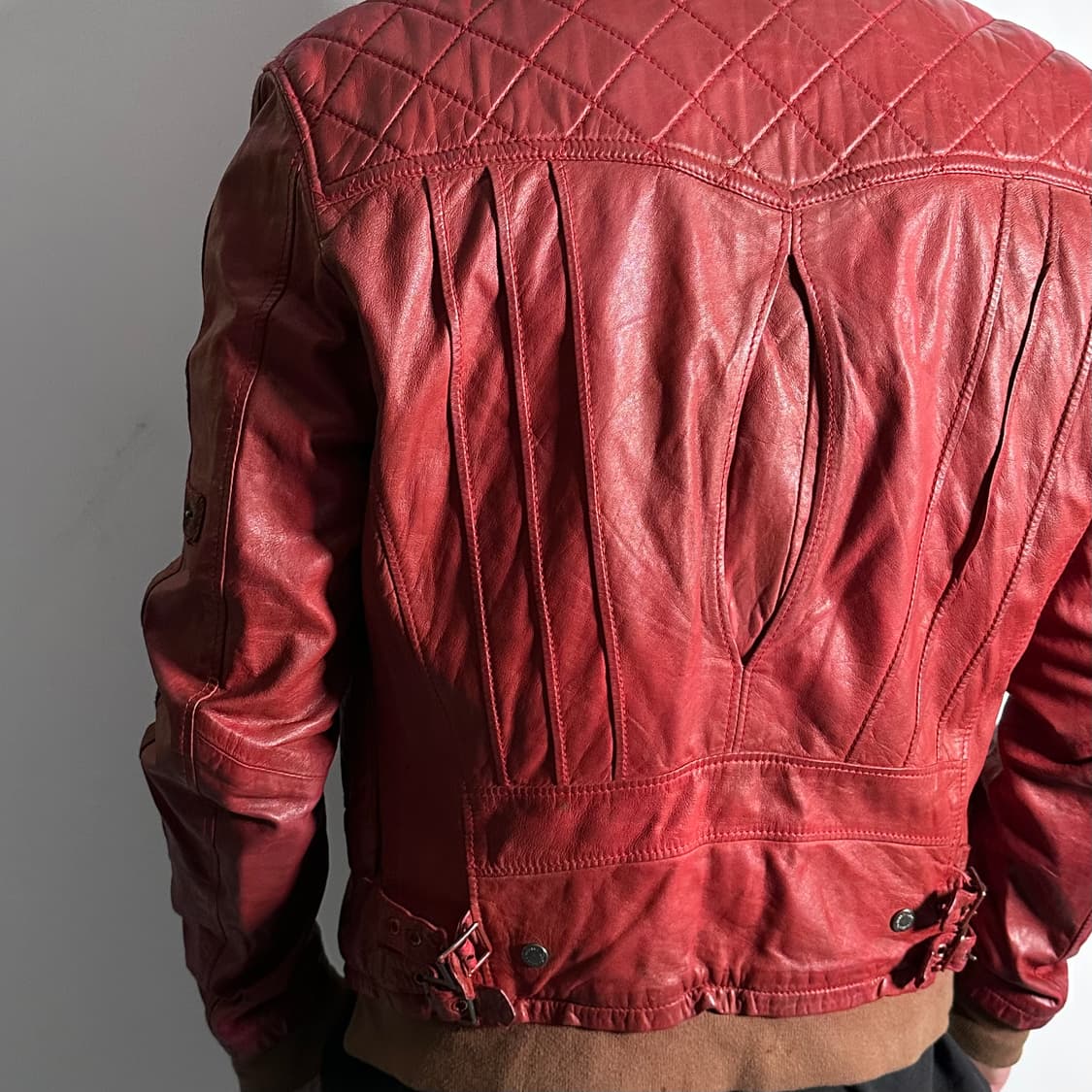 D&G 돌체앤가바나 리얼레더 스칼렛레드 라이더자켓 (on.565)   상품이미지5