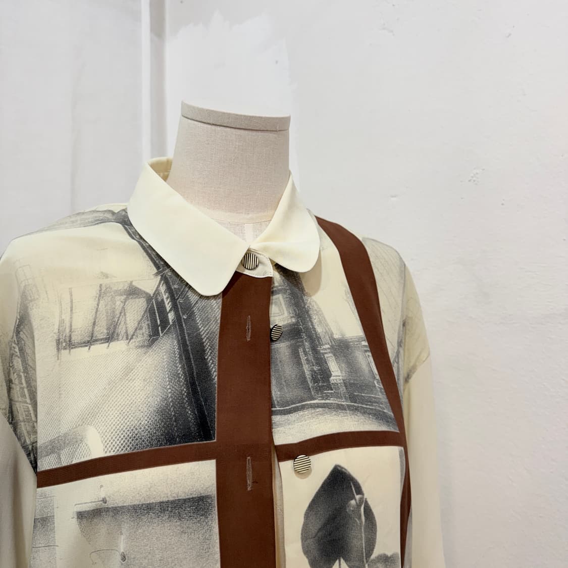 일본빈티지 프린팅 반팔쉬폰셔츠 반팔셔츠 블라우스 3503 상품이미지2