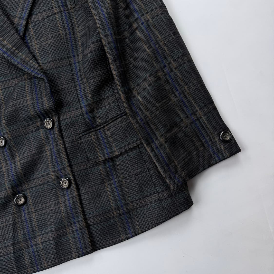 90s 버버리 더블 블레스트 체크 자켓 상품이미지4