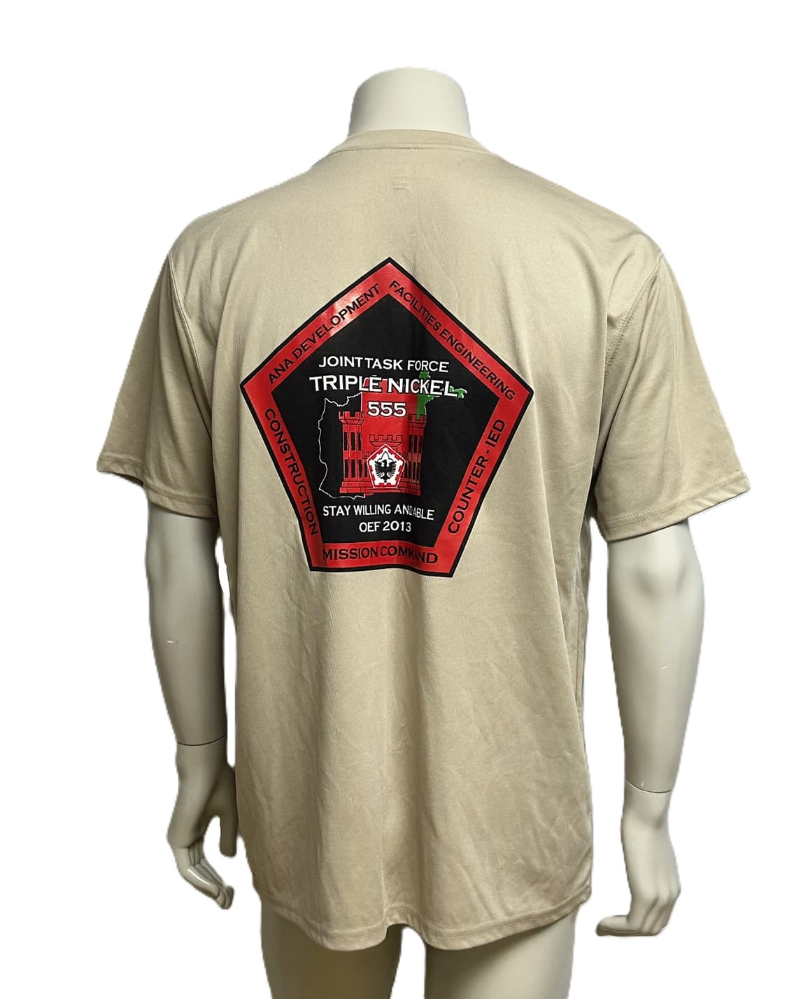 미군 카키색 파병 기념 기능성 라운드 반팔 티셔츠 (XL) 상품이미지4