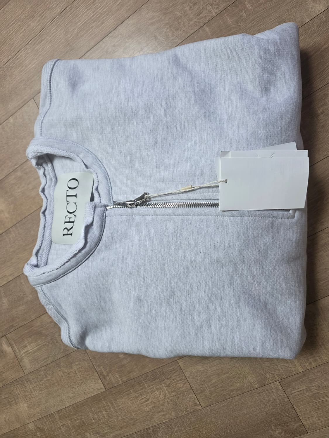 렉토 로우 엣지 카라 스탠드 하프집업 맨투맨 그레이 os 상품이미지5