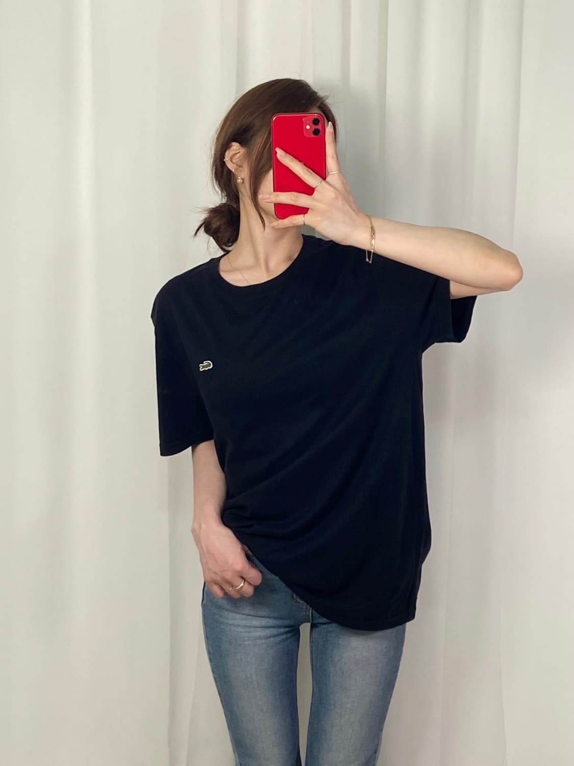 라코스테 블랙 와펜 티 상품이미지4