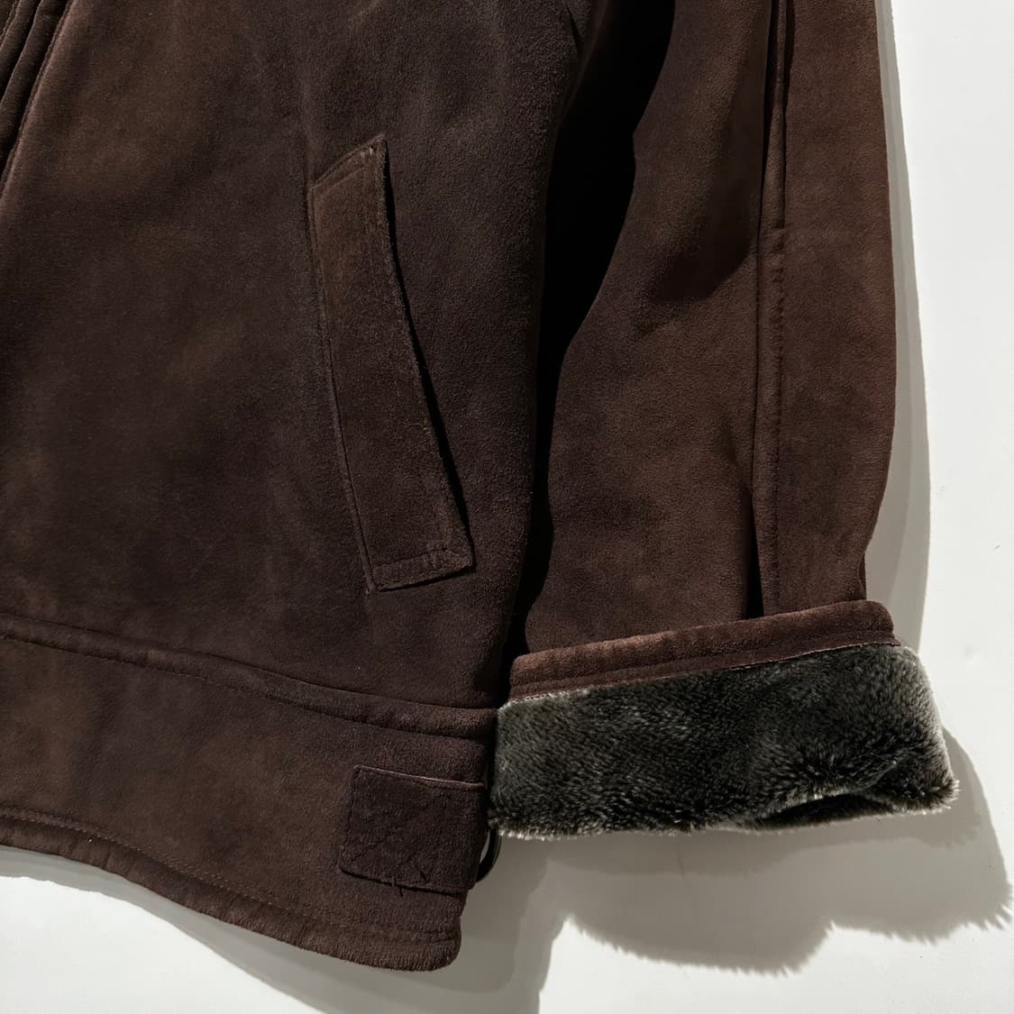 스웨이드 레더 시어링 무스탕 싱글 자켓 상품이미지4