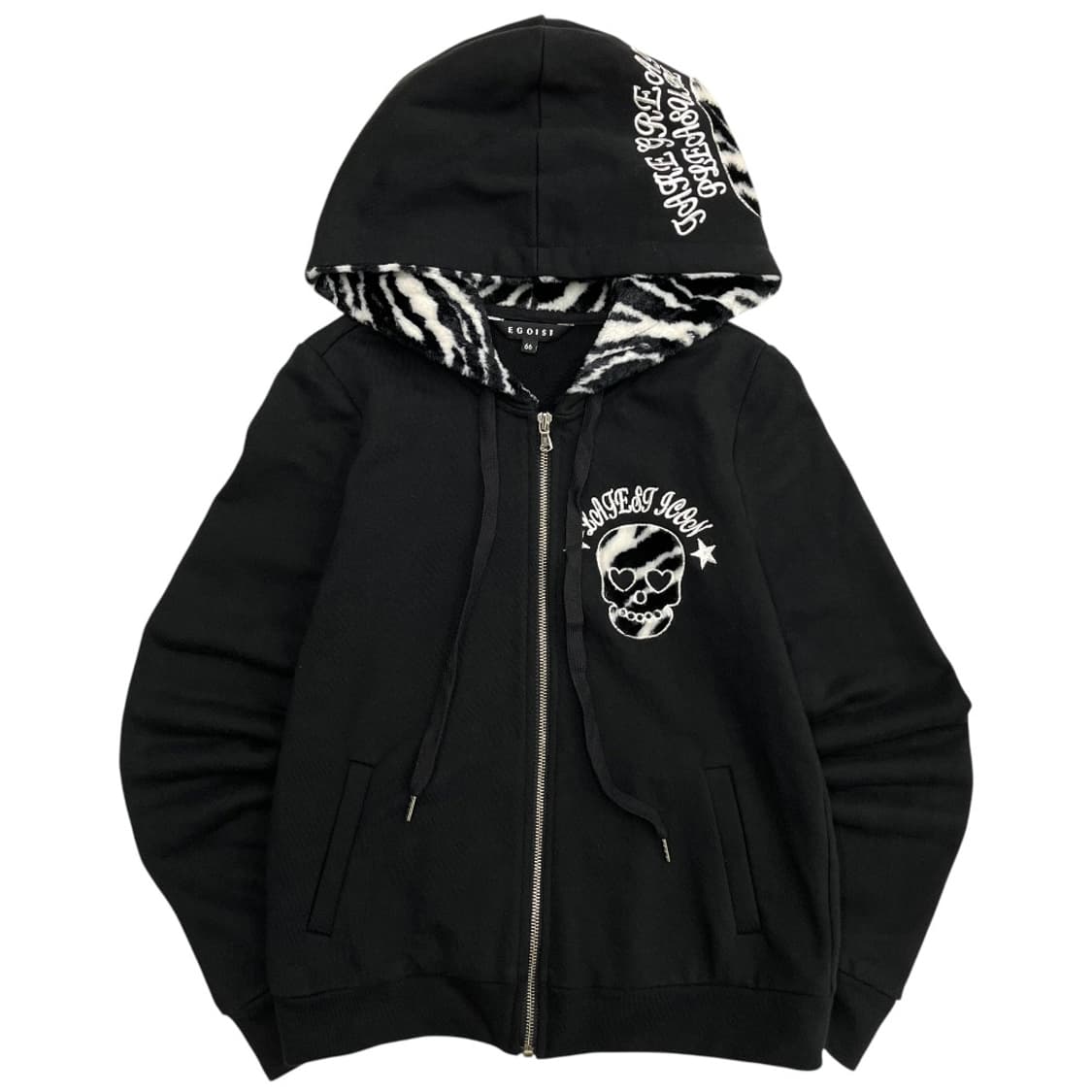 에고이스트 y2k 스컬 펑크맛 블랙 후드집업 66 상품이미지2
