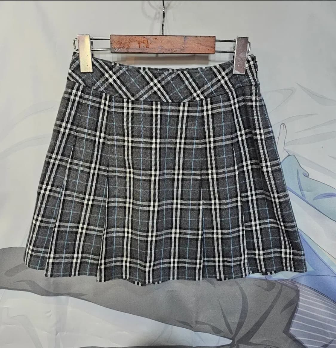 Burberry 버버리 런던 그레이 체크 아코디언 미니 스커트 상품이미지6