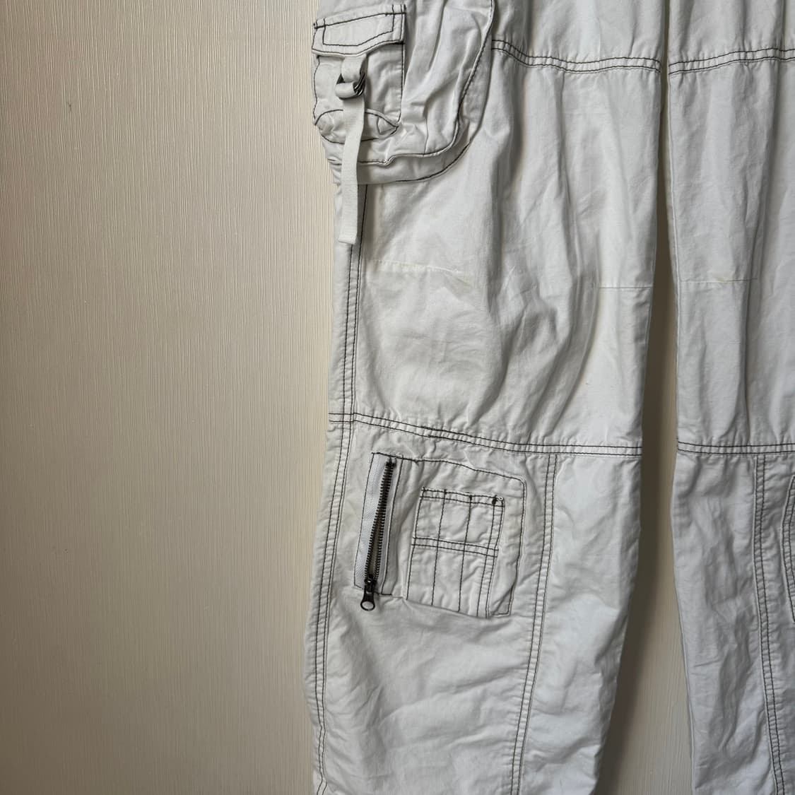 펑크 락시크 갸루 y2k 화이트 포켓디테일 벌룬팬츠 카고팬츠 상품이미지4