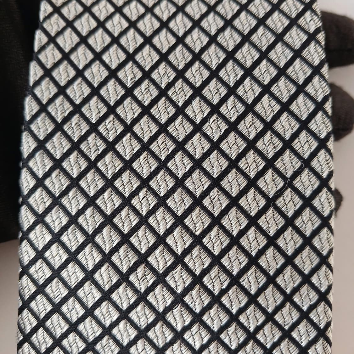 메트로시티 실크 블랙 기하 패턴 넥타이 8.4cm A+등급 A19654 상품이미지8