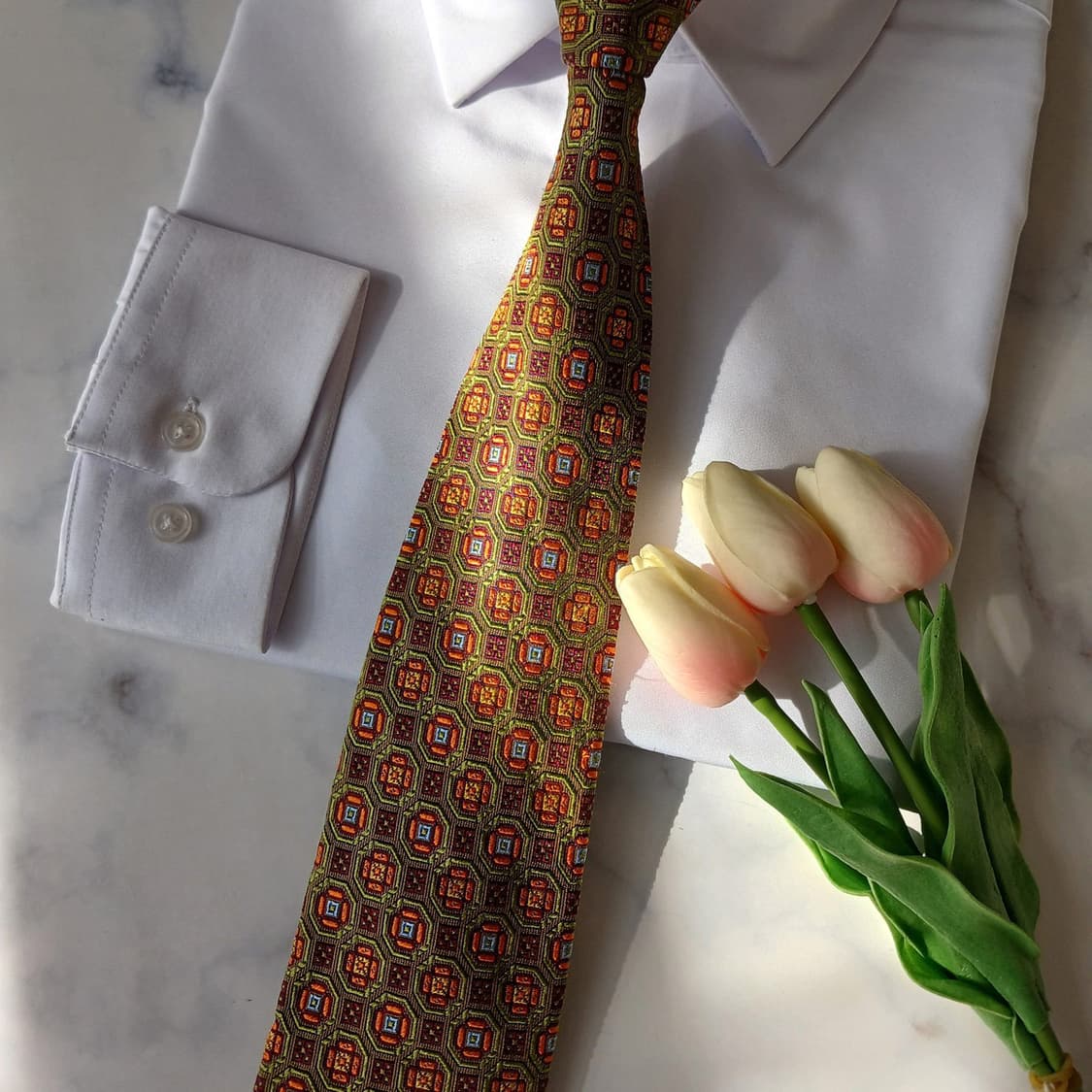 알테아 넥타이 그린 자카드 패턴 9.3cm A+등급 A19866 상품이미지5