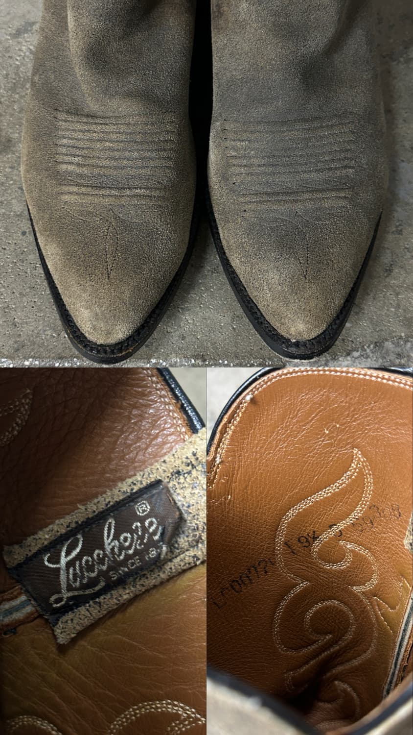 80's Lucchese 러프아웃 스웨이드 웨스턴 카우보이 부츠 상품이미지9