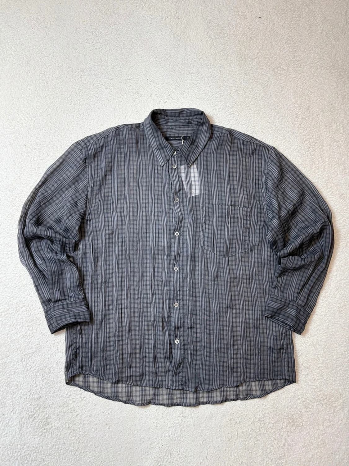 해칭룸 클래식 셔링 체크 셔츠 PN6495 상품이미지1