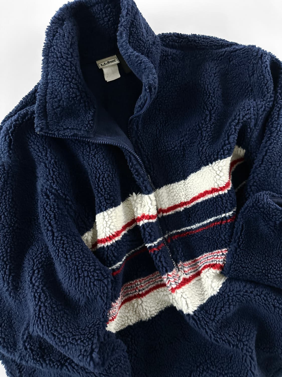 (Rare)80~90s 빈티지 엘엘빈 스트라이프 쉐르파 플리스 풀오버 상품이미지3