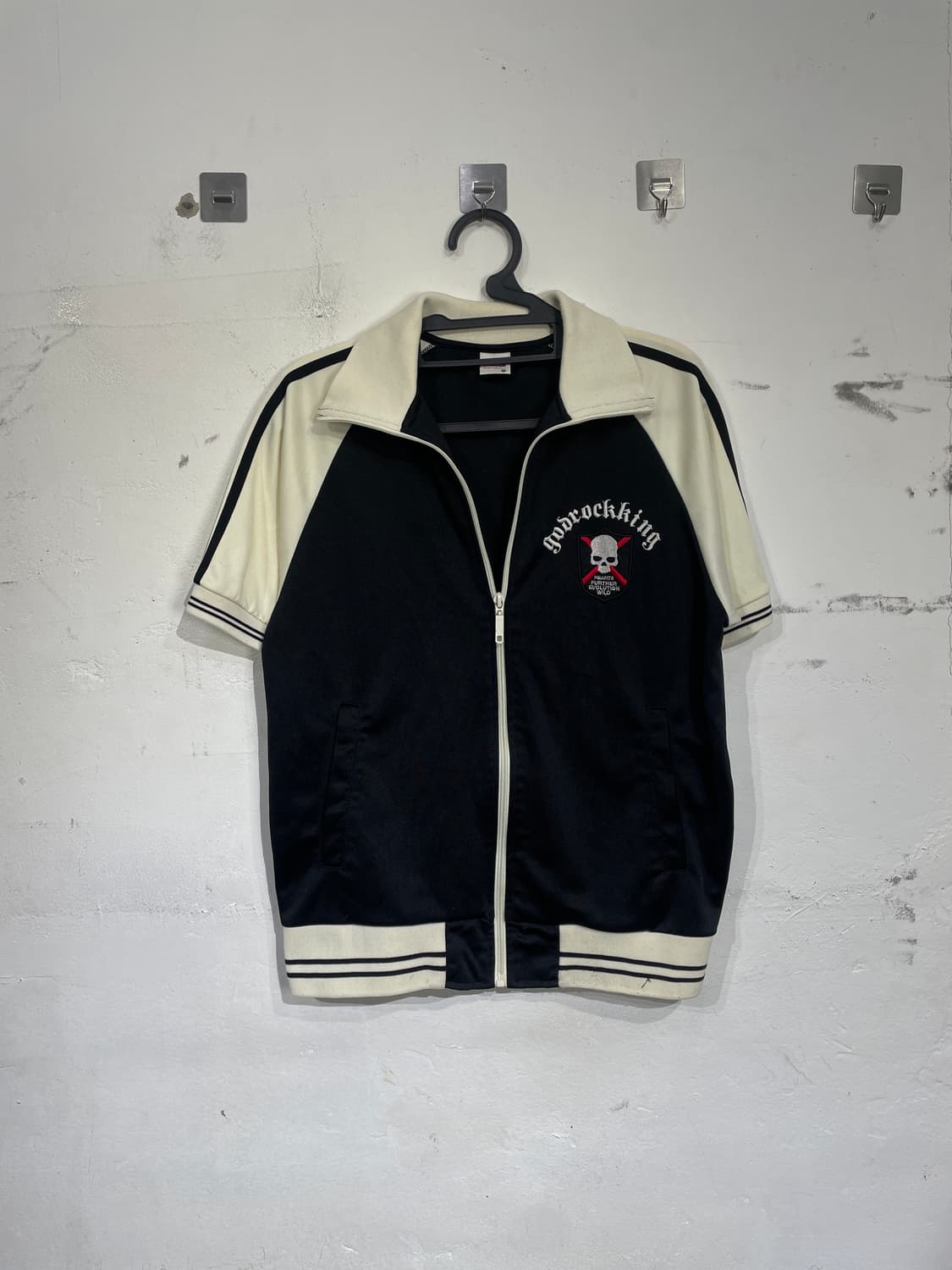 Jpn 일본빈티지 해골 펑크 집업 하프 반팔 져지 상품이미지5