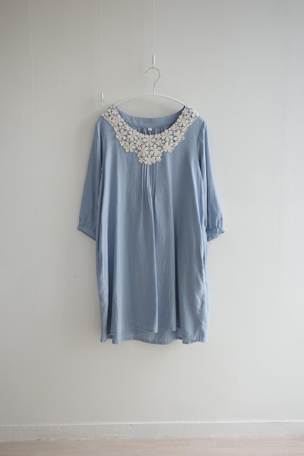  Antique crochet misty blue blouse 상품이미지1
