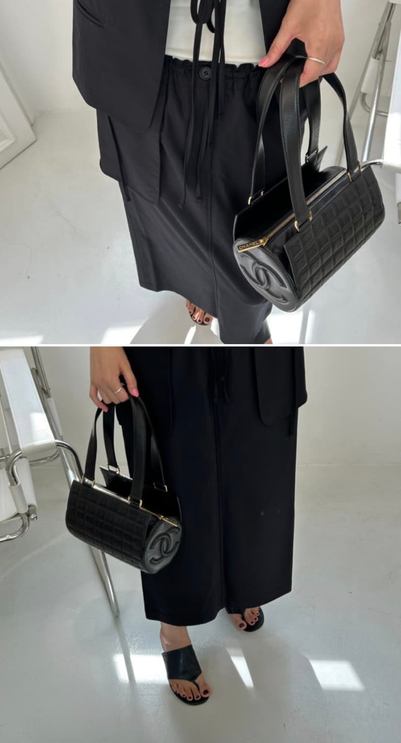 샤넬 CC로고 초코바 원통 토트백 상품이미지2